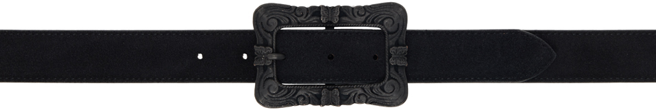 Black Papillon Square Buckle Belt - Thumbnail 1