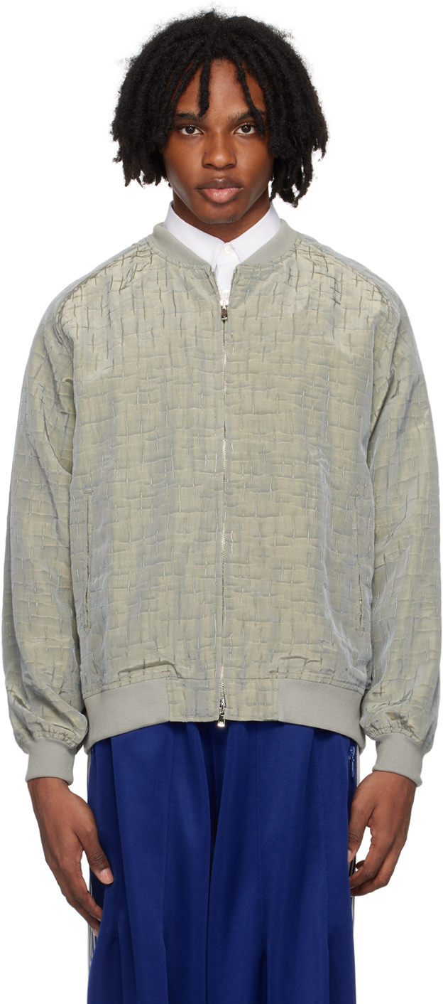 Shop Needles Gray B.b. Bomber Jacket In A-blue Grey