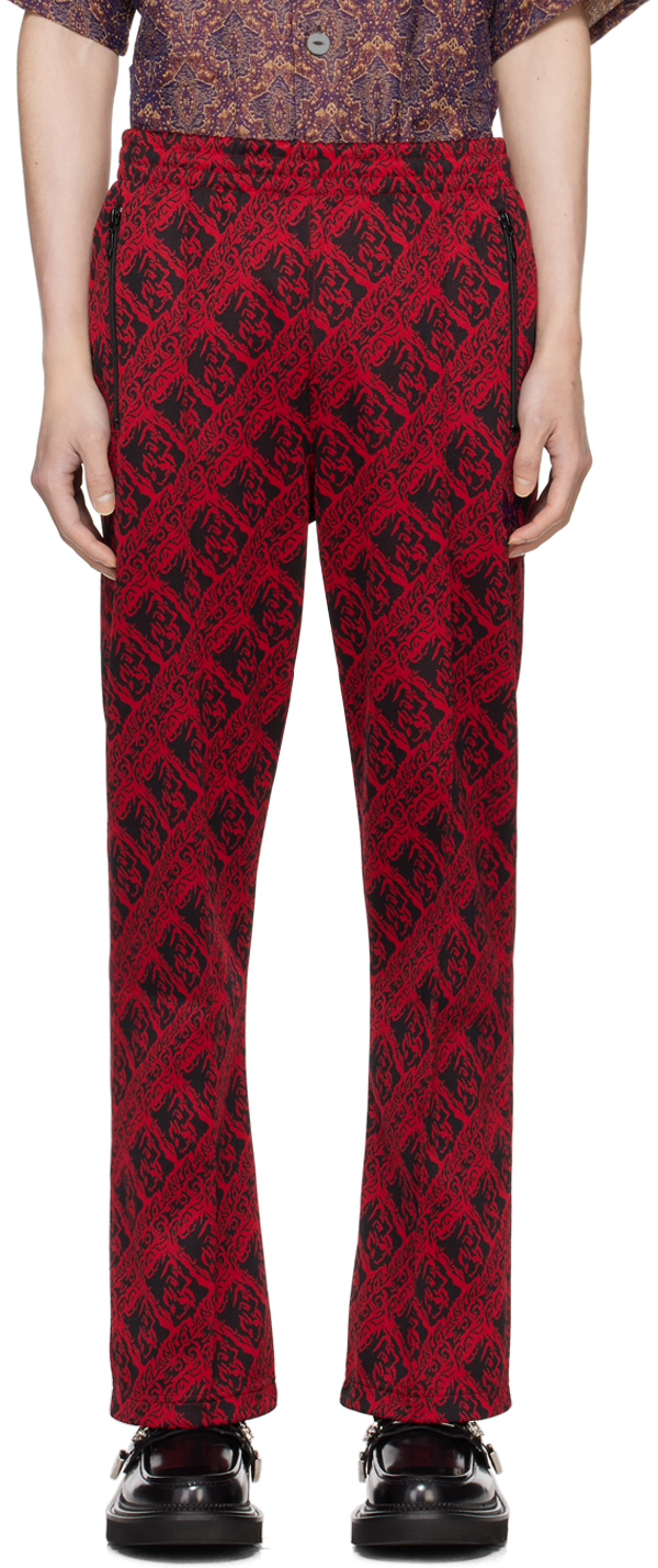 Needles Red Drawstring Track Pants In B-red