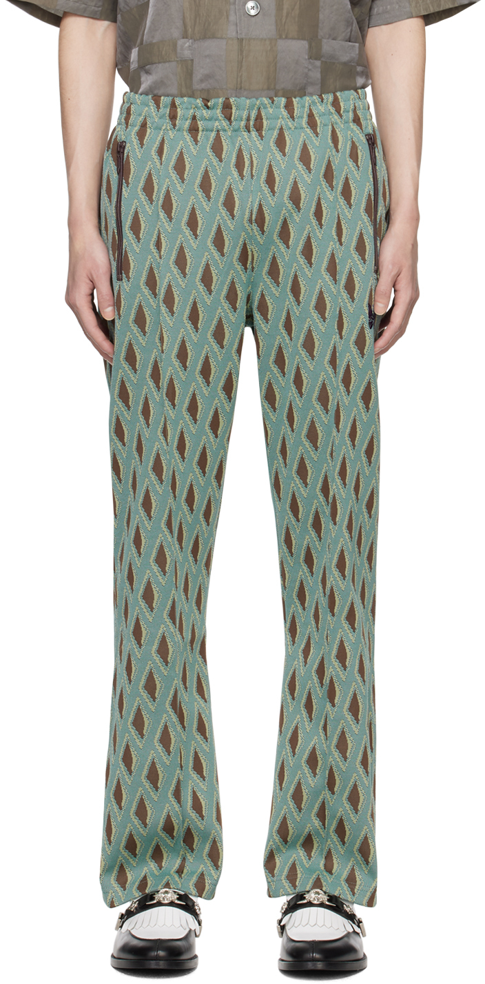 Needles Blue & Brown Drawstring Track Pants In A-turquoise