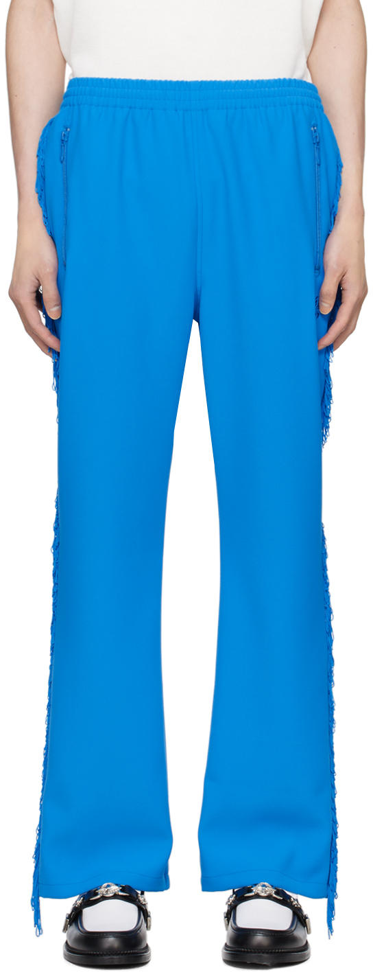 Blue Fringe Track Pants by NEEDLES on Sale