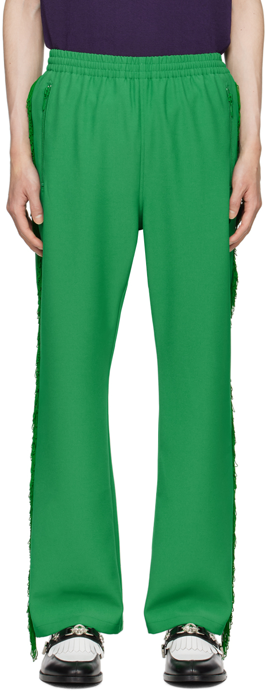 Green Fringe Track Pants