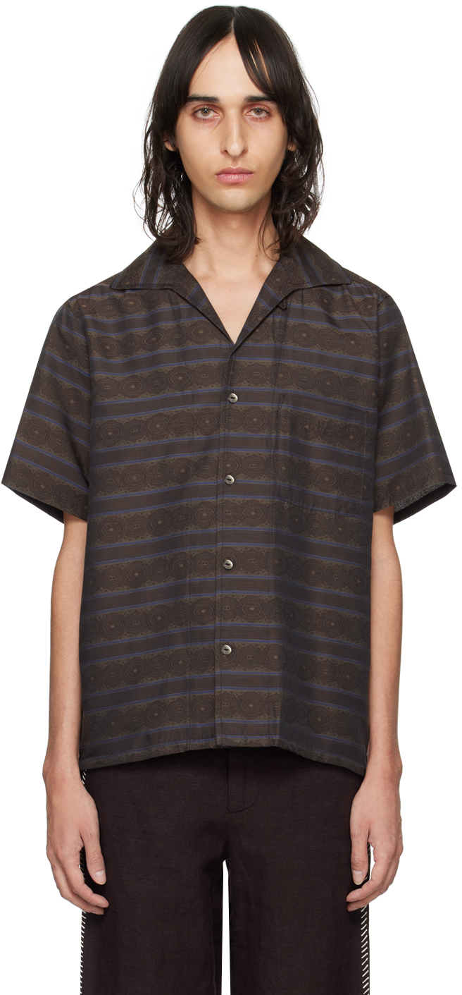 Brown Italian Collar Shirt