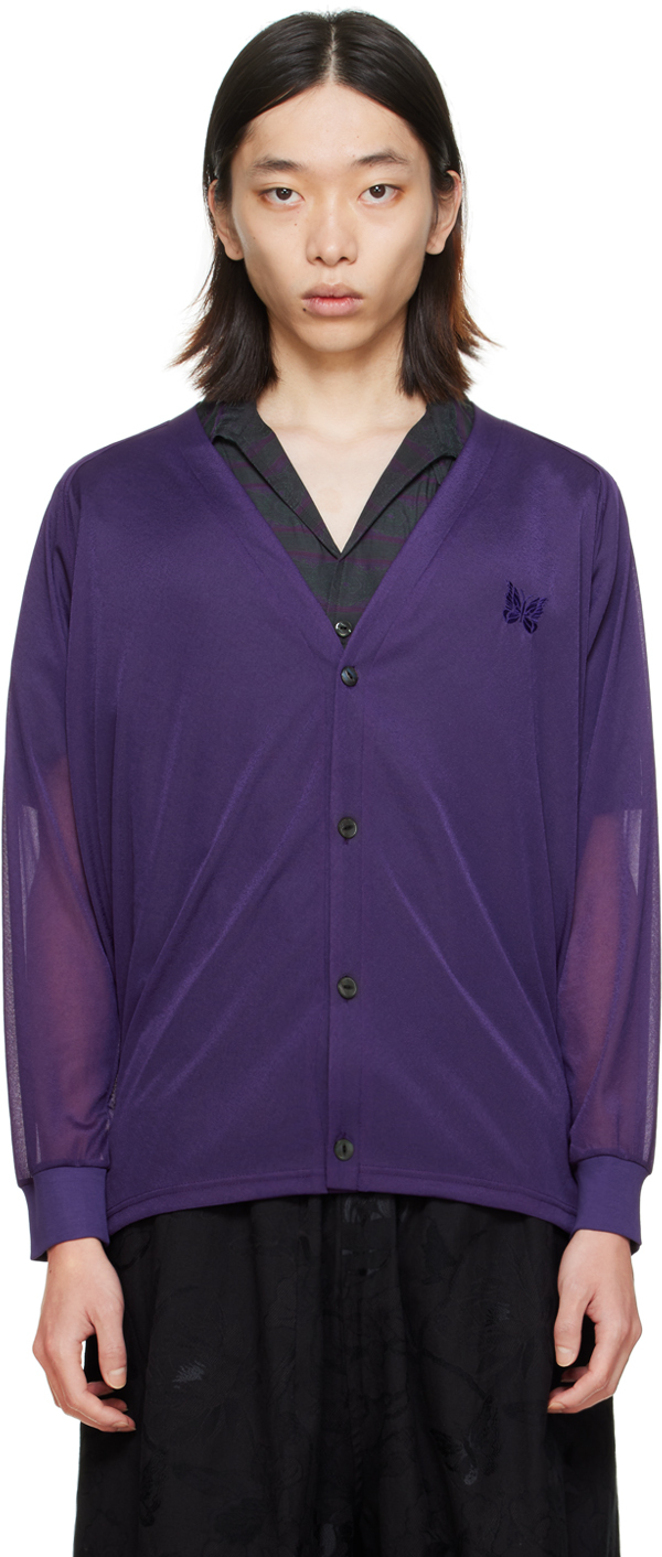 Purple Embroidered Cardigan