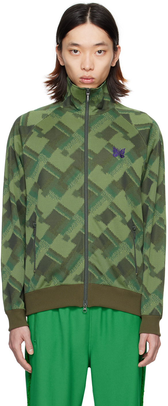 Needles Green Zip Track Jacket In E-olive
