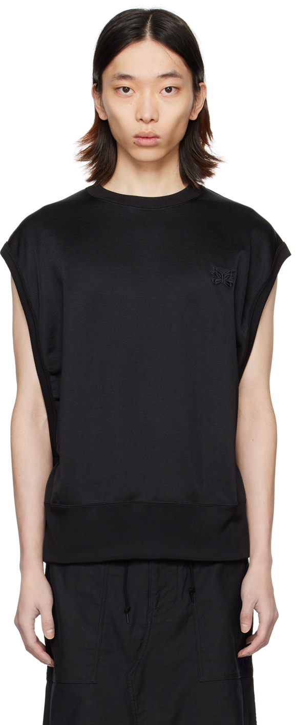 Needles Black Embroidered Tank Top In C-black