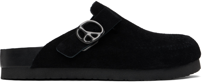 NEEDLES: Black Suede Clogs | SSENSE