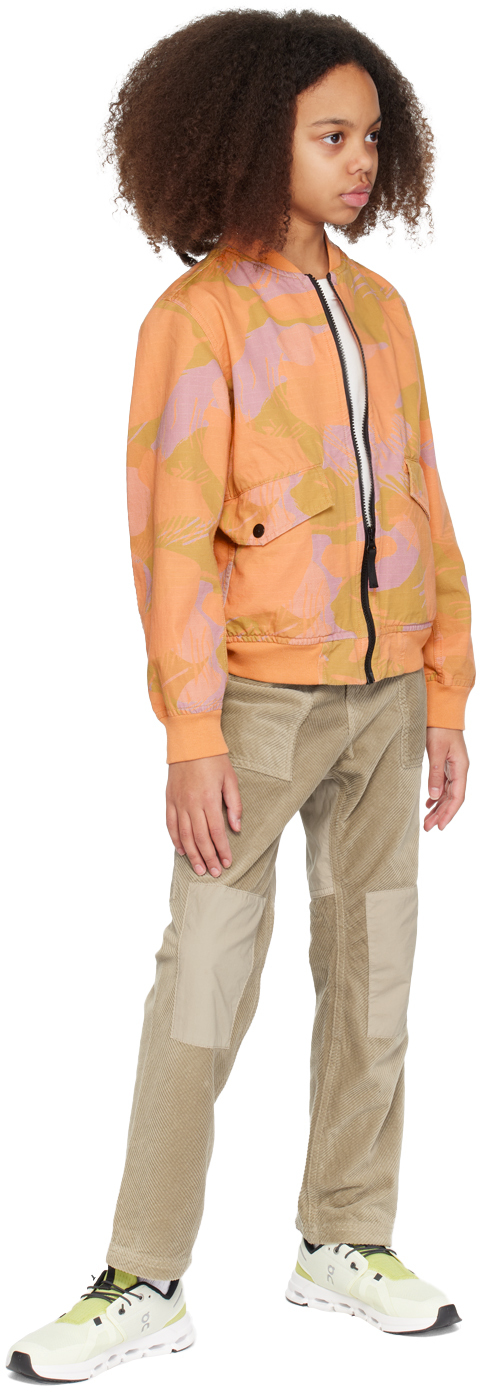 Stone Island Kids Orange Patch Jacket In V0032 - Orange