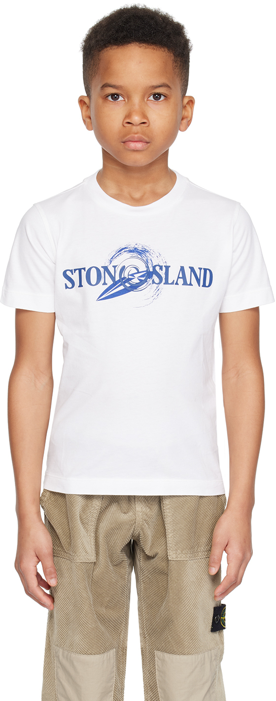 Shop Stone Island Junior Kids White Crewneck T-shirt In V0001 - White