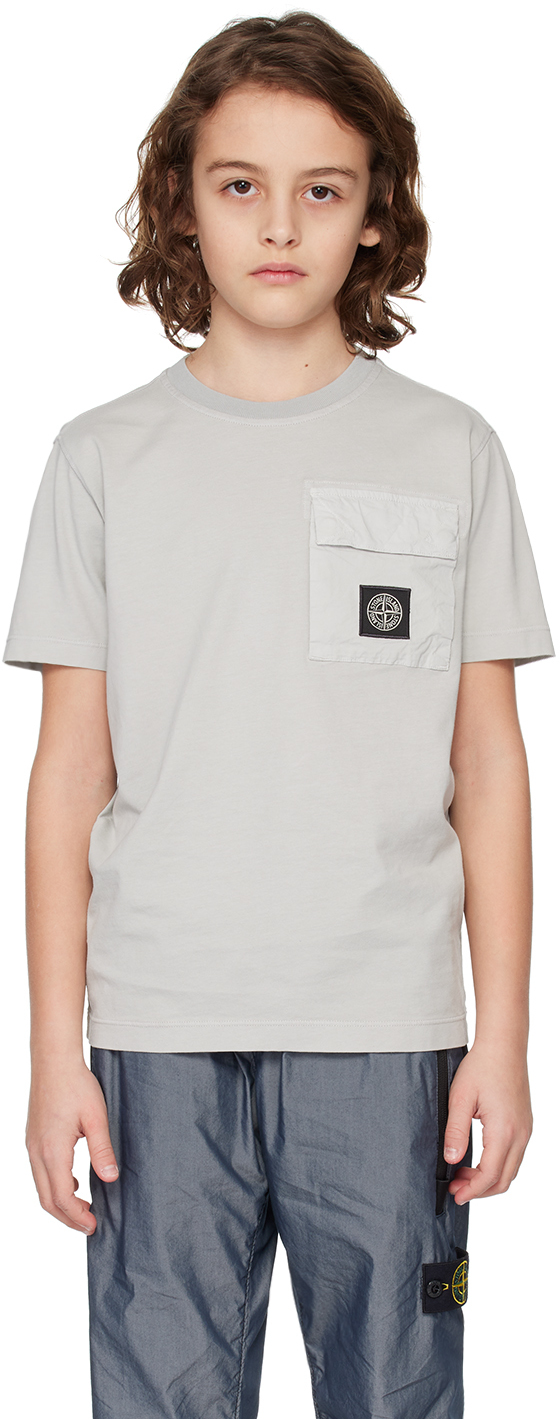 Stone Island Junior Kids Gray 20247 T-shirt In V0061 - Pearl Grey