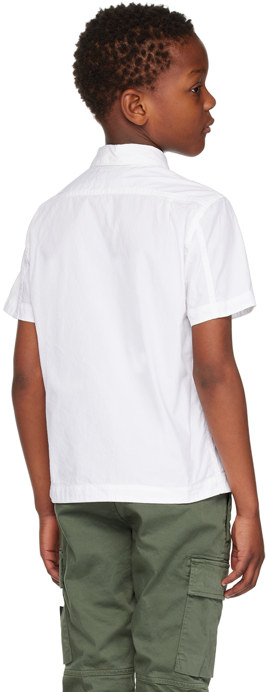 Stone Island Kids White Button Up Shirt In V0001 White