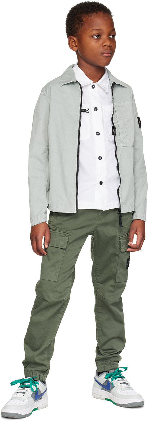 Stone Island Kids White Button Up Shirt In V0001 White