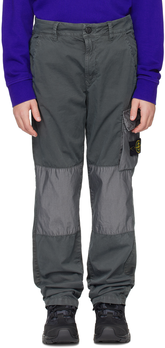 Stone Island Junior Kids Grey 30510 Cargo Trousers In V0163 - Blue Grey