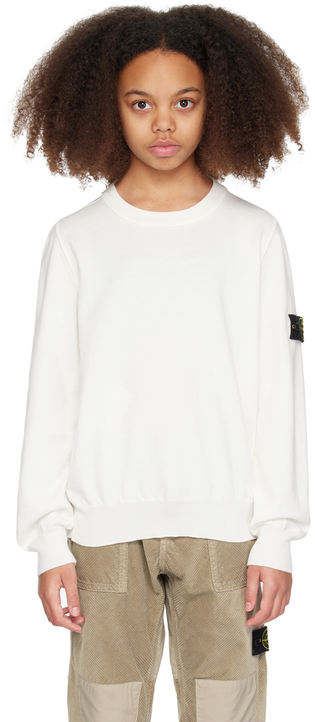 Shop Stone Island Junior Kids White Patch Sweater In V0001 - White