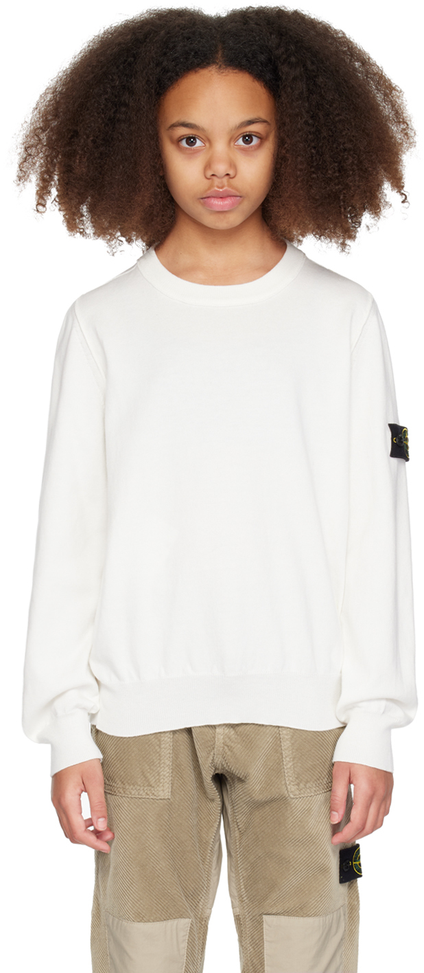 STONE ISLAND JUNIOR: Pull enfant - Blanc | Pull Stone Island Junior 5100001S00B2 en ligne sur