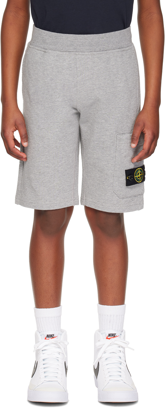 Stone Island Junior logo-patch track shorts - Yellow