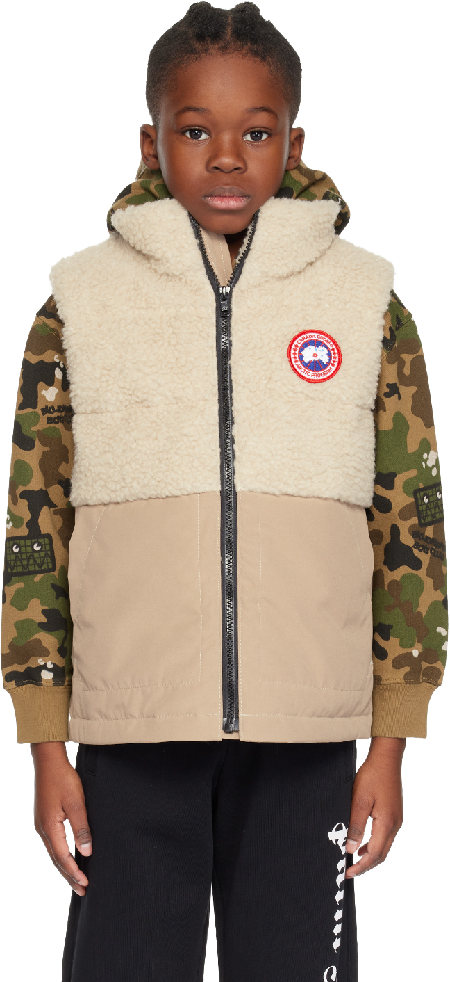 Shop Canada Goose Kids Beige Elora Down Vest In 1684 Light Tan/tan