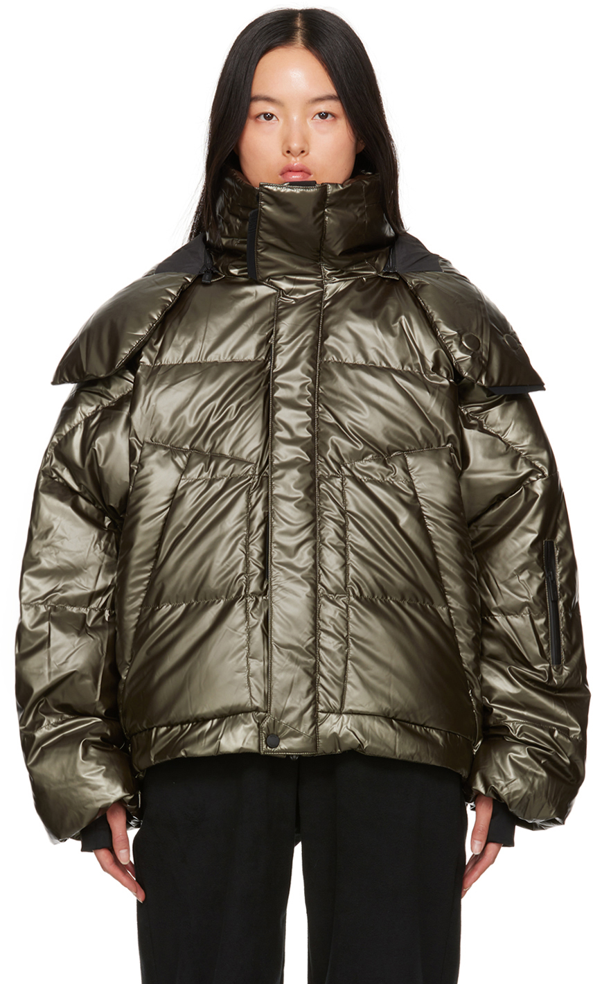 Templa Green Hyperion Os Down Jacket In Nano Olive Black