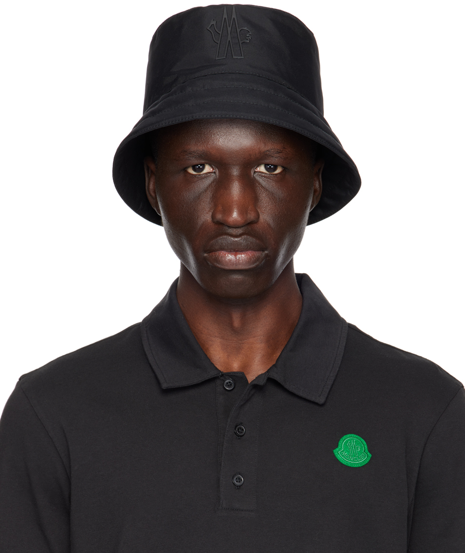 Moncler Grenoble: Black Bonded Bucket Hat | SSENSE