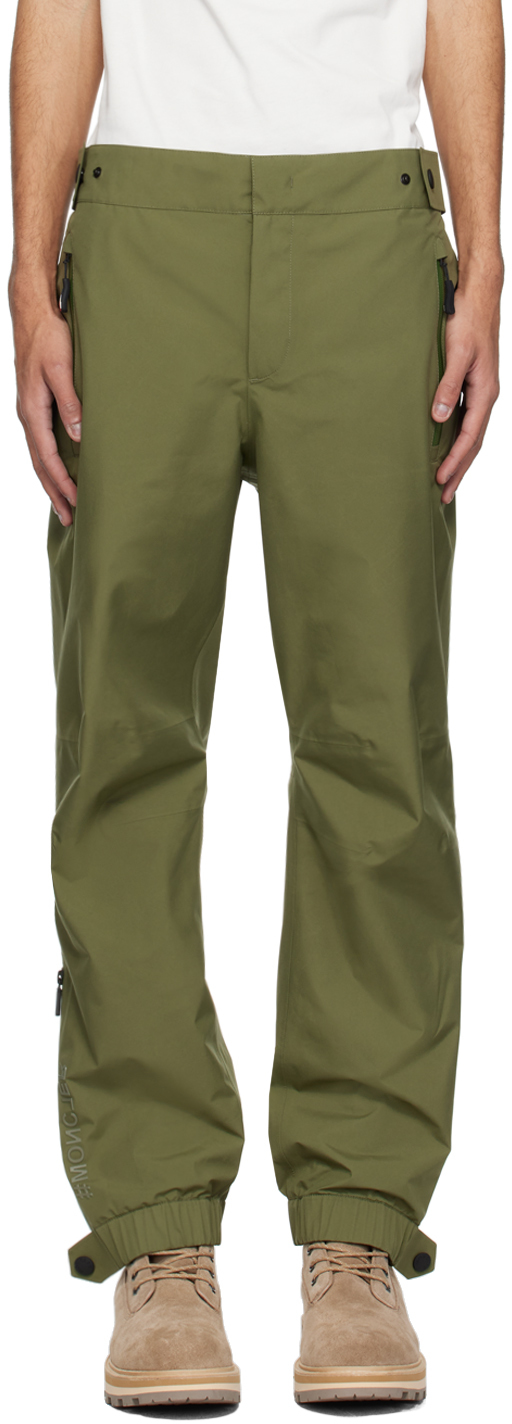 Shop Moncler Khaki Waterproof Trousers In Cypress 820