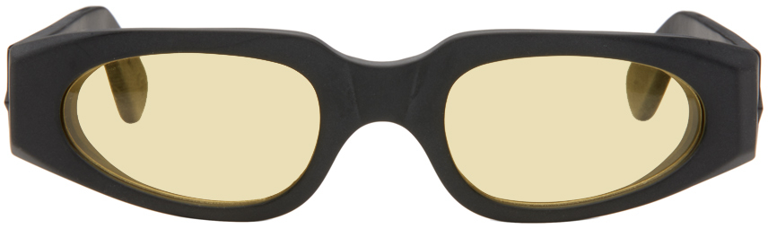 Han Kjobenhavn Black & Yellow Dash Sunglasses In Matte Black