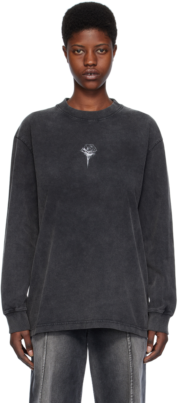 Han Kjobenhavn Gray Rose Long Sleeve T-shirt In Dark Grey