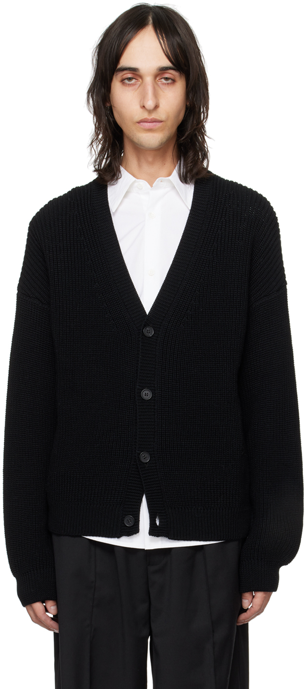 Black Relaxed Cardigan by Han Kjobenhavn on Sale