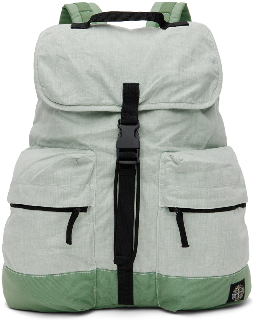 Shop Stone Island Green Drawstring Backpack In V0052 Light Green