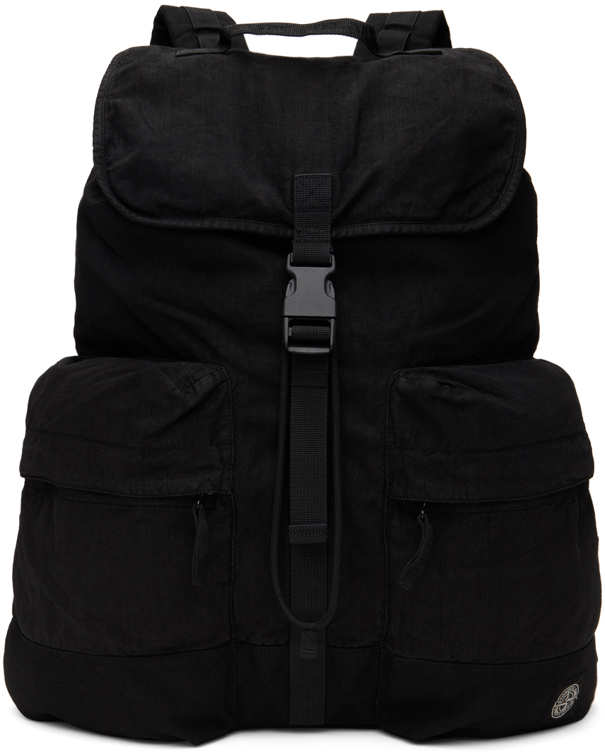 Shop Stone Island Black Drawstring Backpack In V0029 Black