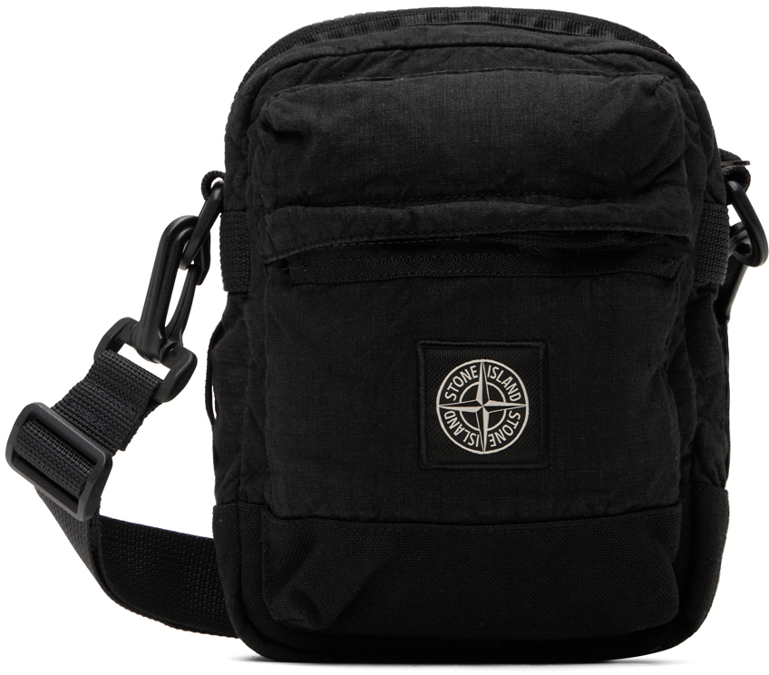 Stone Island: Black Lino Nylon Tela-TC Pouch | SSENSE Canada