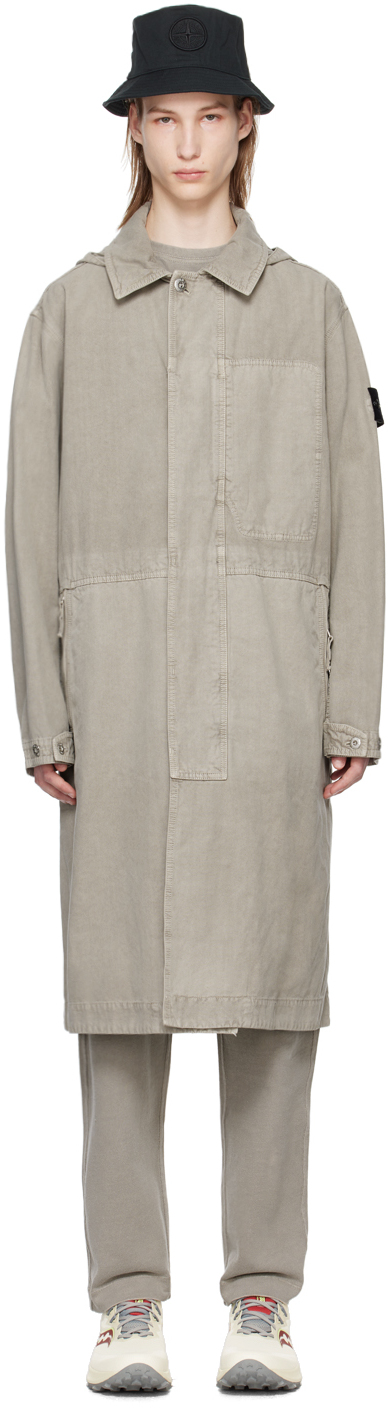 Shop Stone Island Gray Patch Coat In V0064 Dust