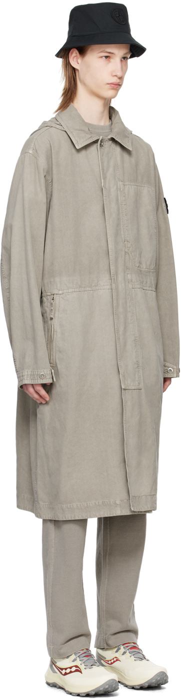 Stone Island Gray Patch Coat In V0064 Dust