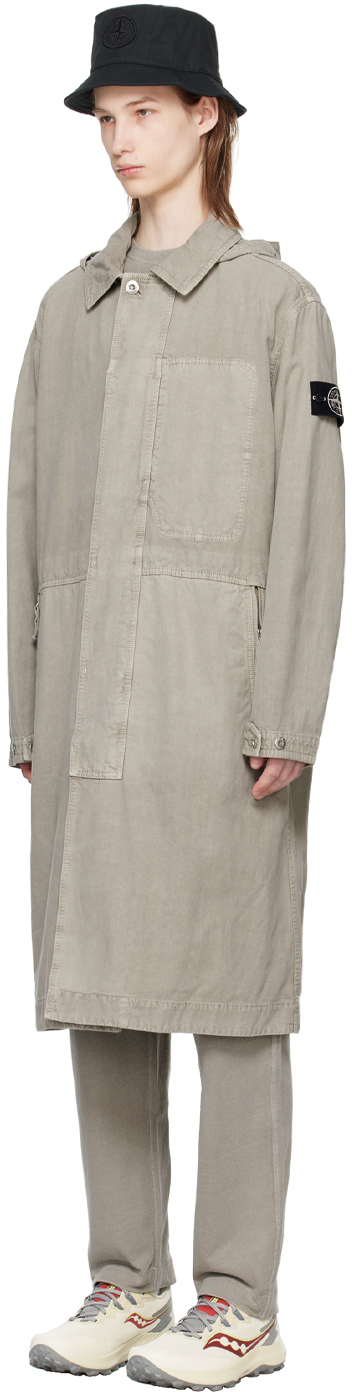 Stone Island Gray Patch Coat In V0064 Dust