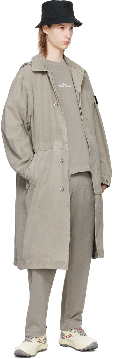 Stone Island Gray Patch Coat In V0064 Dust