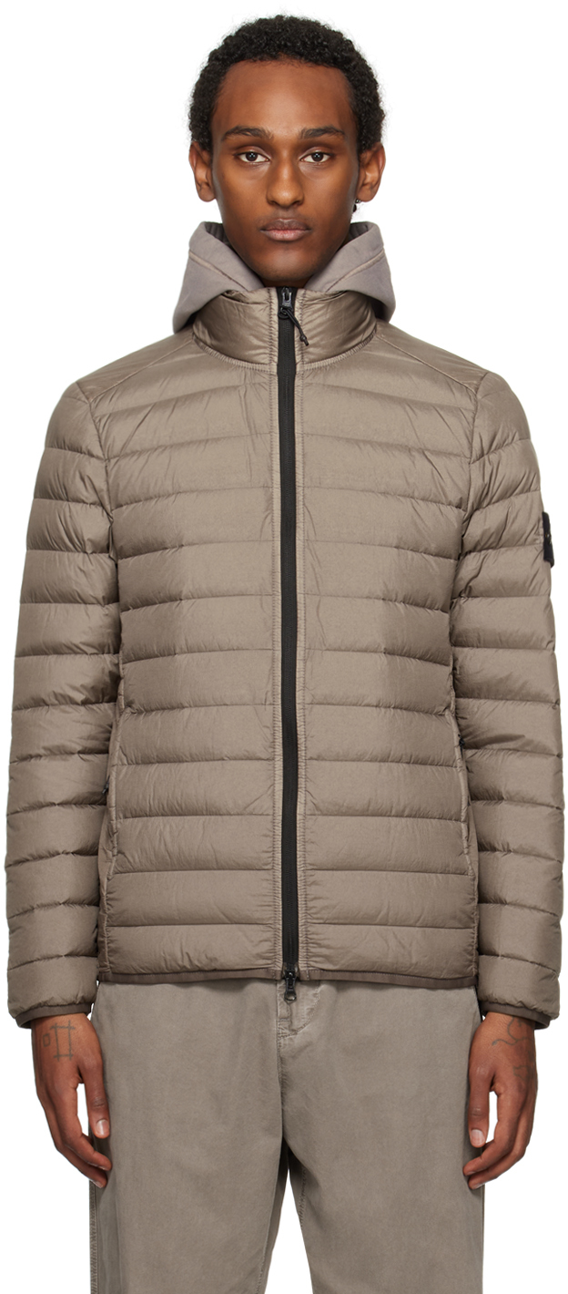 Stone Island: Gray Loom Woven Chambers Down Jacket | SSENSE