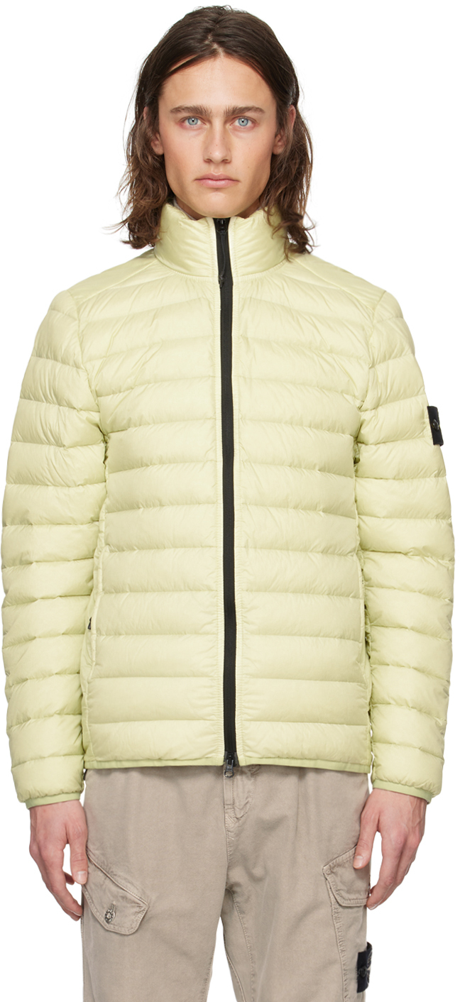 Stone Island Green Garment-dyed Down Jacket In V0051 - Pistachio