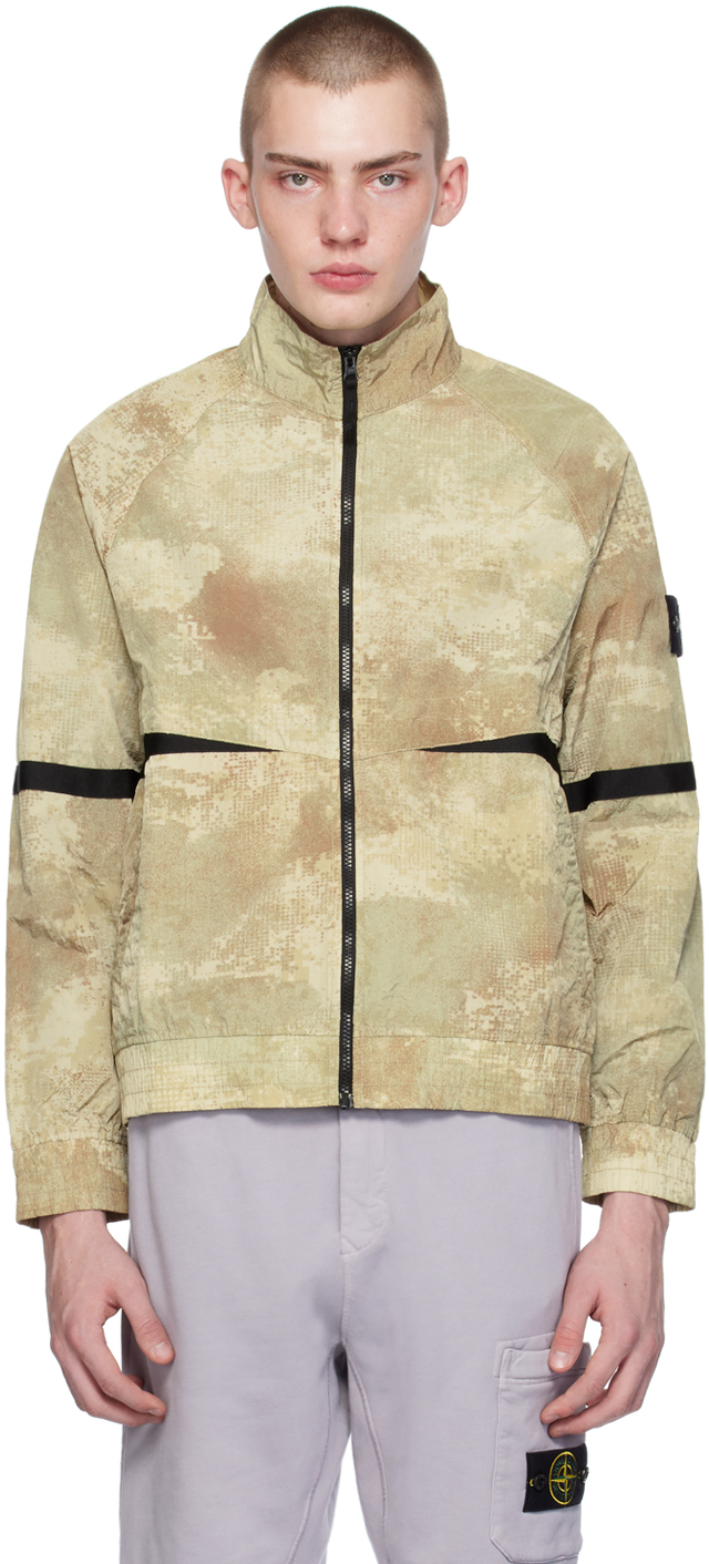 Shop Stone Island Beige Patch Jacket In V0091 Natural Beige