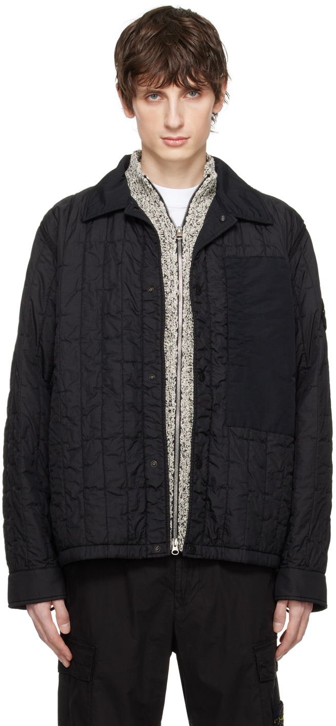Stone Island Black Quilted Jacket In V0029 Black
