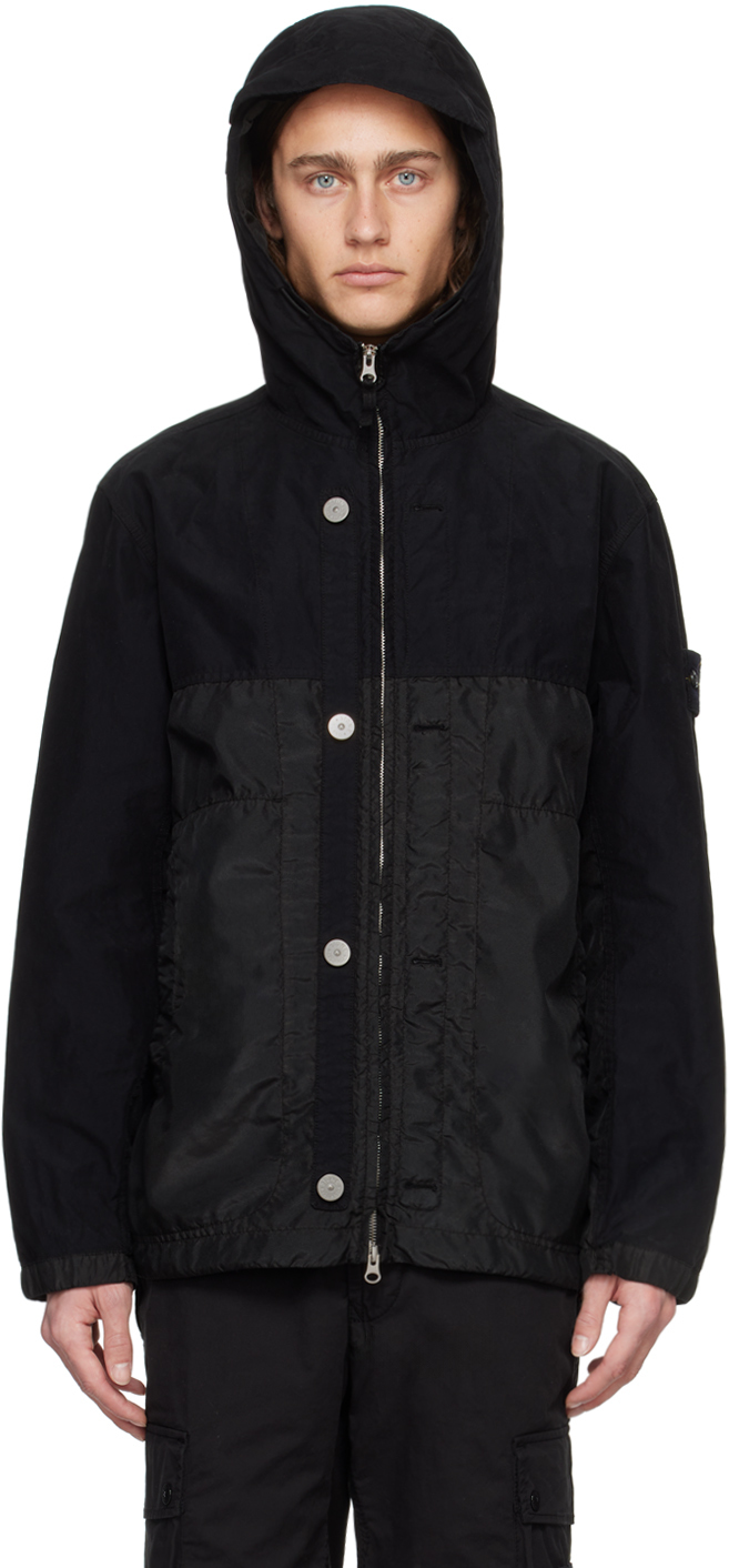 Shop Stone Island Black Hooded Jacket In V0029 Black
