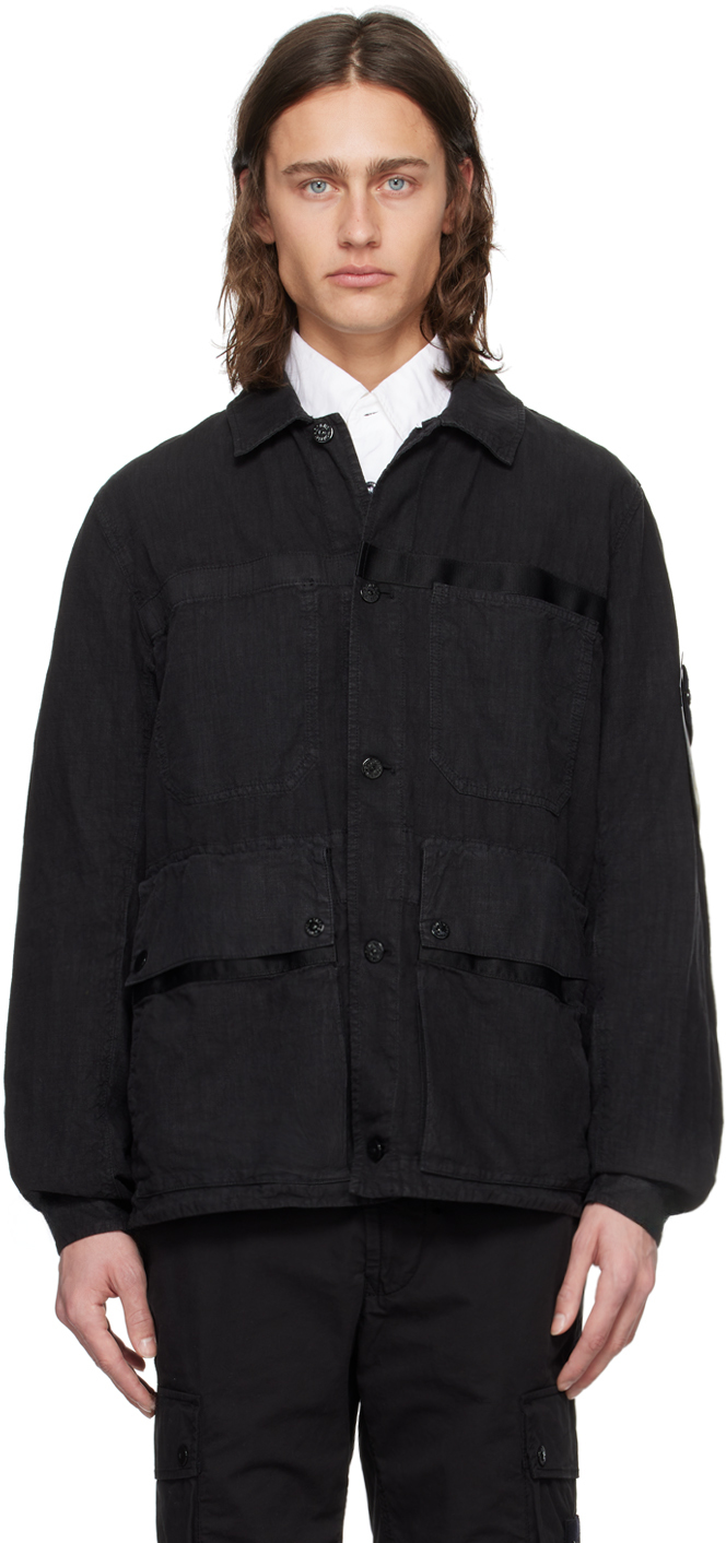 Black Multi-Pocket Jacket by Stone Island on Sale