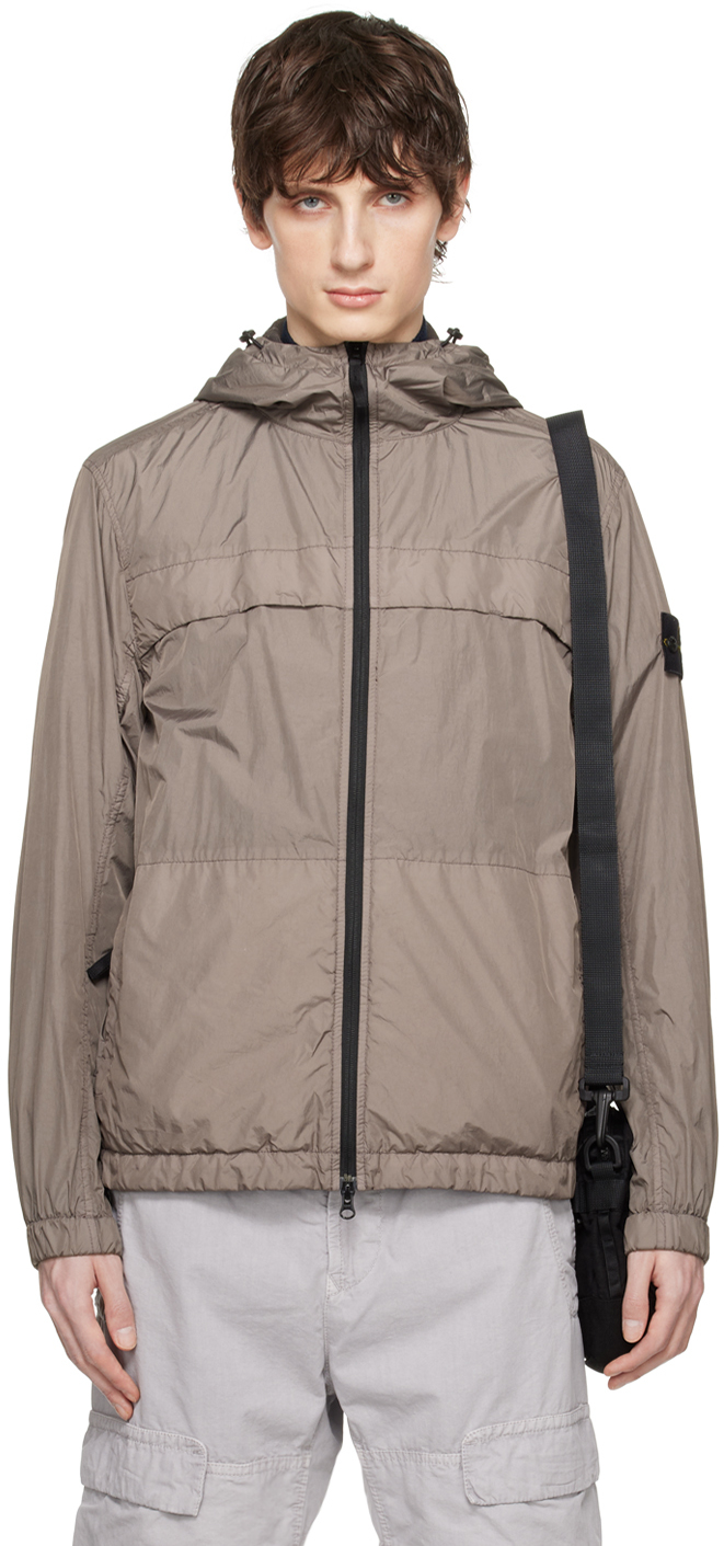 Stone Island Gray Crinkle Reps R-ny Jacket In V0092 Dove Grey