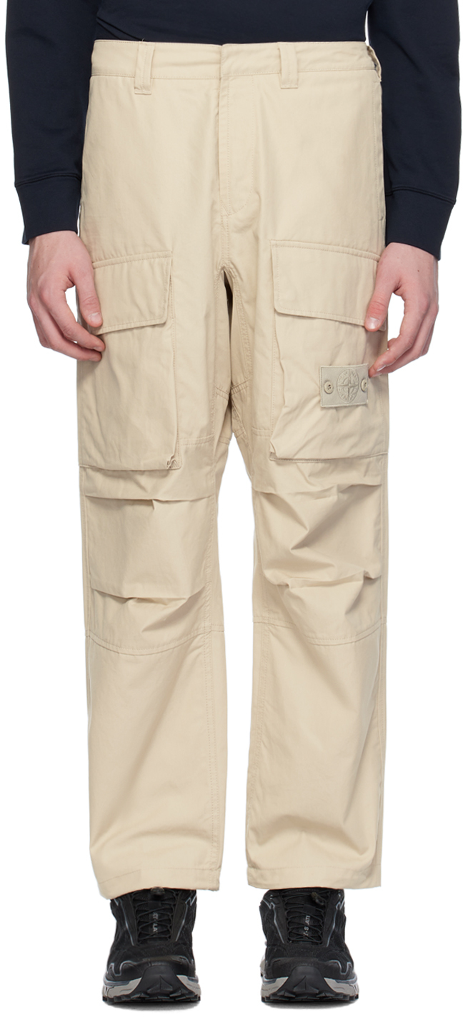 Beige Patch Cargo Pants