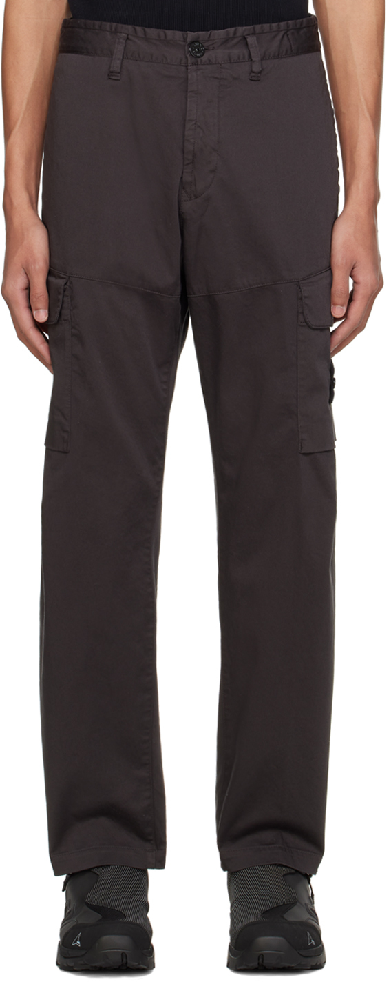 Shop Stone Island Gray Patch Cargo Pants In V0065 Charcoal