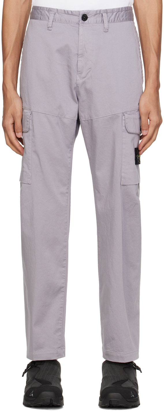 Shop Stone Island Gray Patch Cargo Pants In V0064 Dust