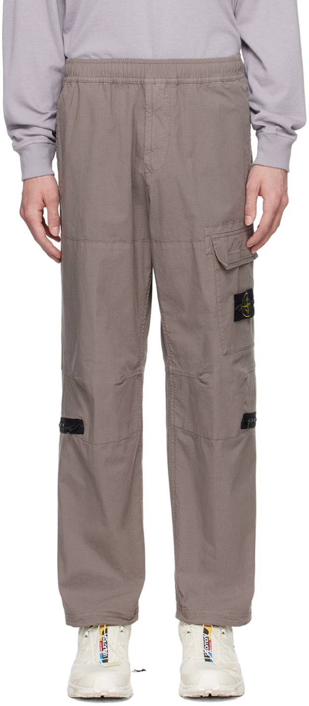 Shop Stone Island Gray Multi-pocket Cargo Pants In V0092 Dove Grey