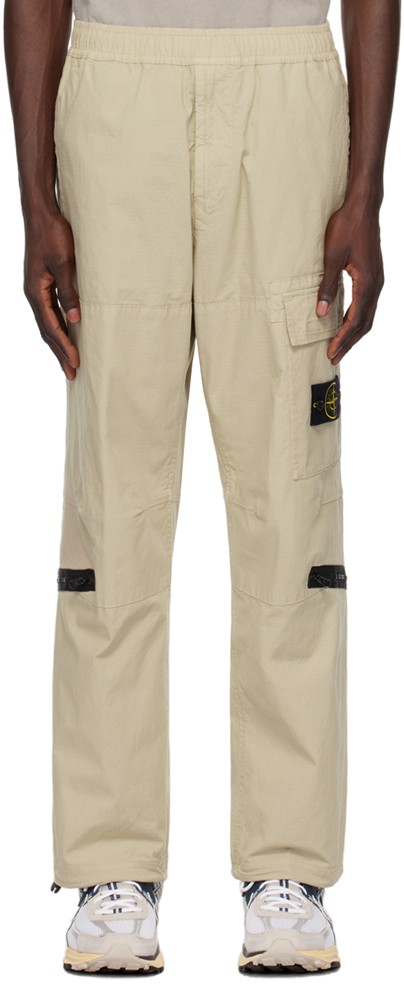 Shop Stone Island Taupe Loose Fit Cargo Pants In V0095 Sand