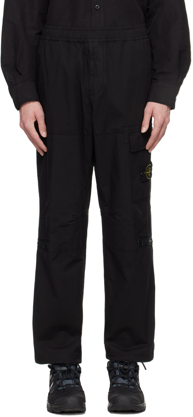 Shop Stone Island Black Multi-pocket Cargo Pants In V0029 Black