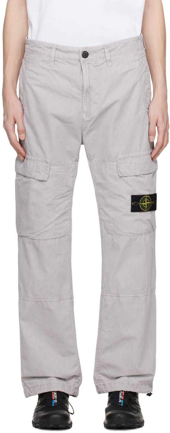 Stone Island Gray Patch Cargo Pants In V0164 Dust