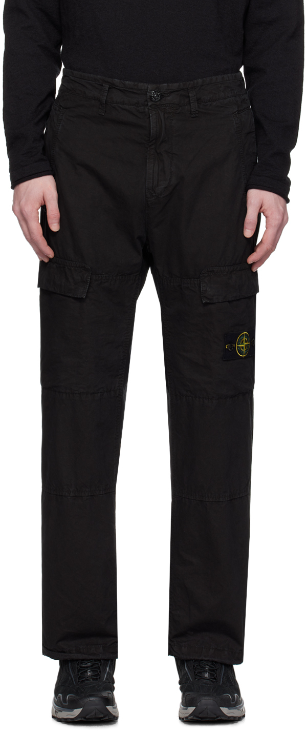 Shop Stone Island Black Patch Cargo Pants In V0129 Black