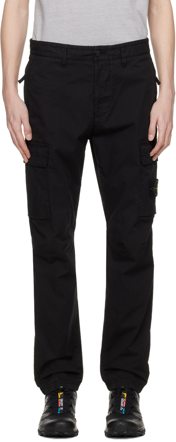 Stone Island Black Patch Cargo Pants In A0029 Black
